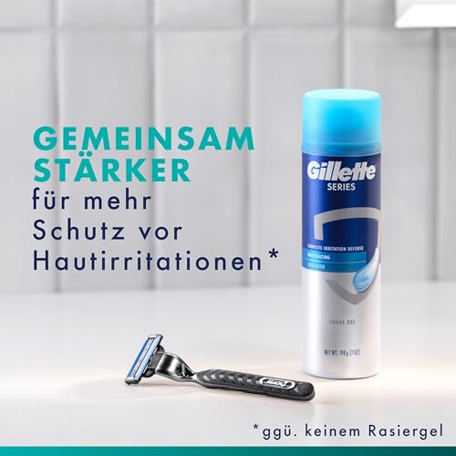 Gillette Mach3 Basis Rasierer für Männer, 1 Gillette Rasierer, 6 Ersatzklingen, Mit Gleitstreifen für ein sanftes Gleiten und NEUER Klingenbeschichtung, für weniger Hautirritation
