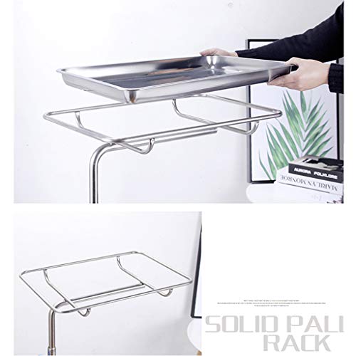 Soporte de bandeja móvil, carrito de acero inoxidable de altura ajustable para equipos médicos y de salón