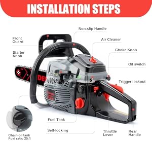 Gas Chainsaws 62CC 20 Inch Chains*2 Petrol Handheld Cordless Chainsaw 3.4HP 2 Stroke Engine Gas Powered Chainsaw for Cutting Wood Outdoor Garden Farm Home — photo 3 of 6