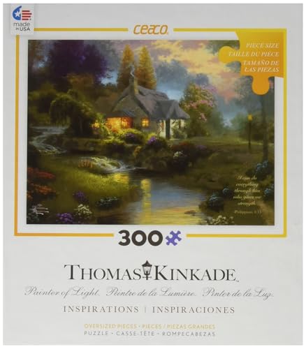 Ceaco - Thomas Kinkade - Inspirations Collection - Spring at Creekside Cottage - 300 Piece Oversized Jigsaw Puzzle