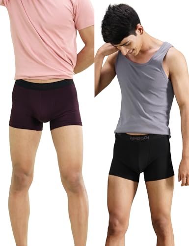 Image of DaMENSCH Fresh Mint Solid Underwear For Men Combo, Breathable Innerwear, Cotton Trunks For Men Pack, Anti-Rash Waistband Underwear, Moisture Wicking Trunks, Peppermint Finished Men Underwear Pack of 2