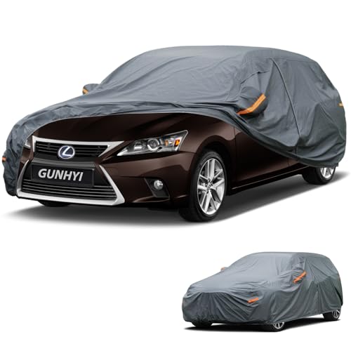 Image of GUNHYI Premium Car Cover Custom Fit Lexus ES, 16 Layers Heavy Duty Car Cover Waterproof All Weather with Zipper Door for Sun Rain Snow Dust Uv Protection