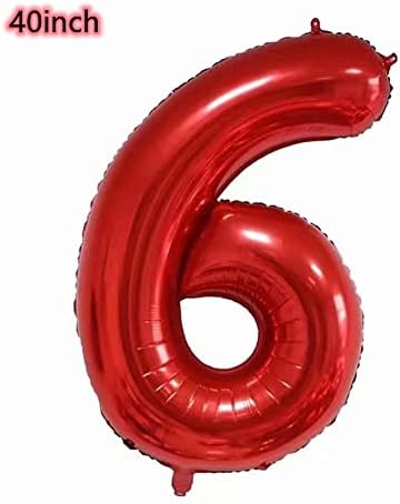 40 inch Red Crown Number 6 Balloon,Giant Large Aluminum Film Number Balloon ，6th Birthday Decoration Balloons ，Children's Birthday Party Baby Shower Decoration Supplies (red 6) image 5