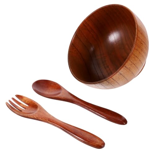 Mobestech Cuencos de Madera Natural con Bol Ligero para Ensaladas y Frutas para Servir Alimentos Hogar