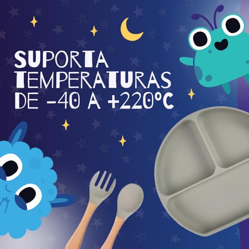 Conjunto de Alimentação para Bebês: 8 Peças de Silicone, Placa de Sucção - para uma Alimentação Segu