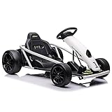 24V Go Kart for Kids 8-12 Years, 300W*2 Extra Powerful Motors, 9Ah Large Battery 8.1MPH High Speed Drifting with Music, Horn,Max Load 155lbs Outdoor Ride On Toy for Teens (White)
