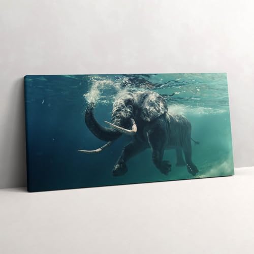 Tableau Éléphant d'Afrique Décoration Murale d'Art Premium 140x70cm