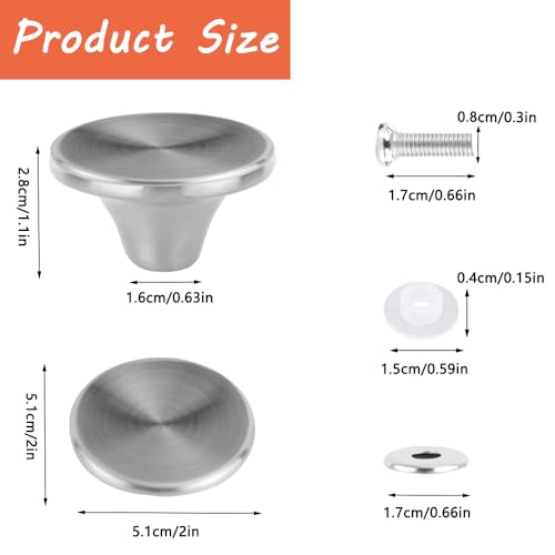 2 Set Silver Dutch Oven Knob Handle, Stainless Steel Pots Replacement Knob Dutch Oven Replacement Knob Compatible with Aldi, Le Creuset, Lodge and other Enameled Cast-Iron Dutch Oven