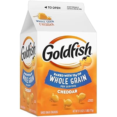 Goldfish Cheddar Cheese Crackers, Baked with Whole Grain, 27.3 oz Carton