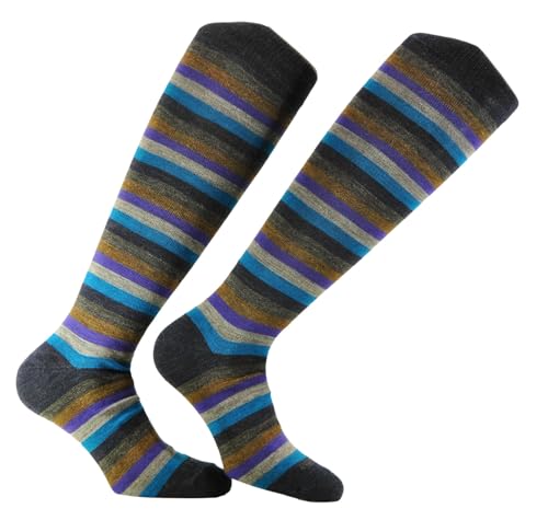 Chaussettes longues homme mérinos chaudes douces à rayures multicolores élastiquées d'Italie