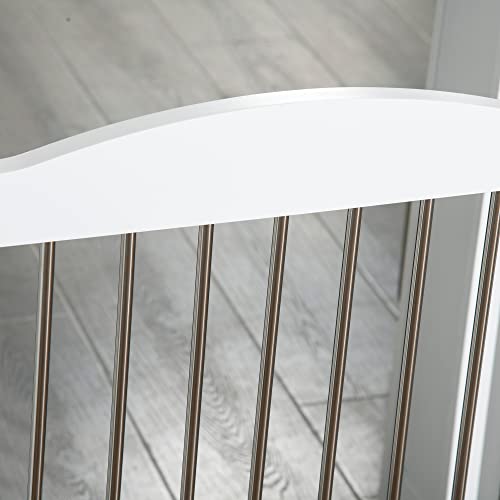 PawHut Absperrgitter Hund Freistehendes Schutzgitter mit Füßen 154 x 80 cm Hundegitter Klappbar Treppenschutzgitter Treppengitter Hundeabsperrgitter für Treppen, Türen, Küche, Flur, 3 Paneelen, Weiß