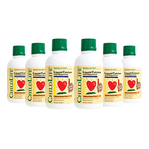 ChildLife Essentials Liquid Calcium/Magnesium for Infants, Babys, Kids, Toddlers, Children, and Teens, Natural Orange Flavor Plastic Bottle, 16-fl. Oz. (Pack of 6), White