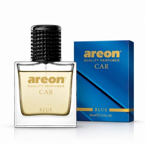 Image of AREON Car Perfume 1.7 Fl Oz. (50ml) Glass Bottle Cologne Air Freshener for Cars, Blue
