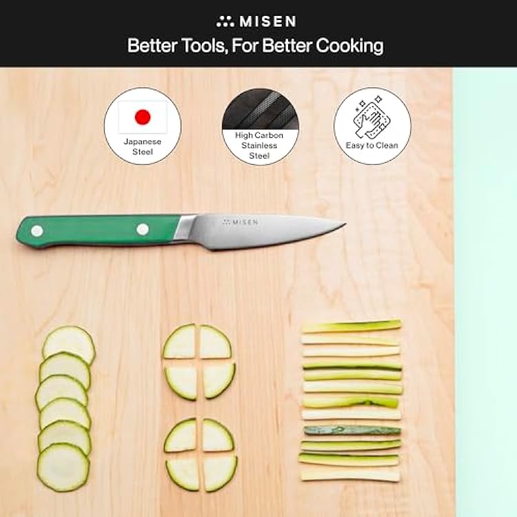 Misen 2-piece Knife Set - 8in Chef - 3.5in Paring - High Carbon Stainless Steel - Green