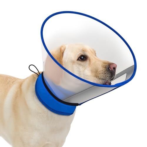 Soft Dog Cone Collar for Dogs After Surgery,Comfy Pet Collar Cone for Recovery, Adjustable Neck Recovery Collar for Pets, E-Collar for Dogs, Protective Head Cone for Dog Prevent Licking (Blue, S)