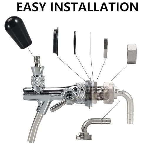 WOOLUCK Bierzapfhahn Einstellbare G5/8, Verstellbarer Bierhahn, Gewinde Bierhahn Chrome Fassbierhahn für Hause Bar Restaurants