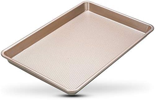 Nonstick Jelly Roll Baking Sheet Pan by Ultra Cuisine – Food-Safe, Warp & Scratch Resistant Texture for Airflow, & Carbon Steel Design Durable for Professional Quality Roasting, Size 10 x 15 inch