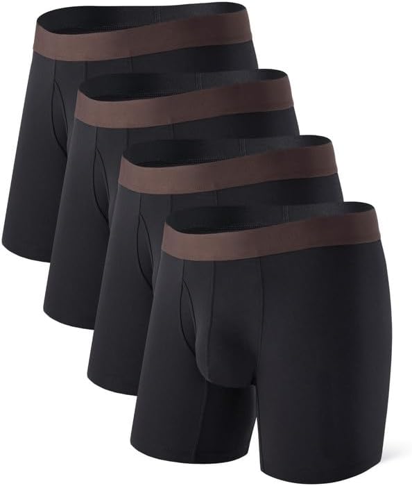 DAVID ARCHY Mens Boxer Briefs Rayon Made From Bamboo Breathable Soft Underwear Support Pouch Underwear for Men 4 Pack