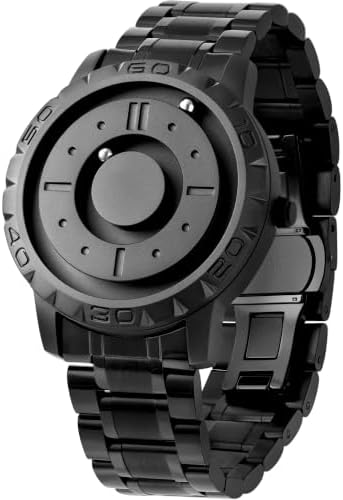 EUTOUR Mens Watch Magnetic Balls No Glass Minimalist Dress Simplicity Quartz Watches Silicone Stainless Steel Leather Strap