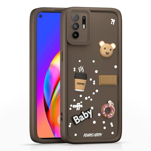Image of Bintage Ball Bear| Donut| Milk Cake| Baby| Coffee Rubber Case Camera Protection Back Cover Compatible for Oppo F19 Pro+ 5G - Brown