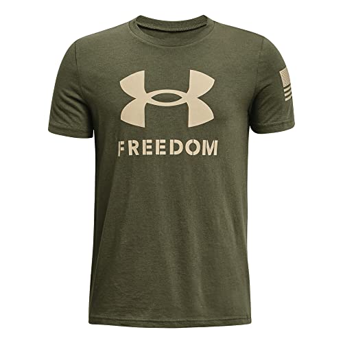 T-shirt Under Armour Freedom pour garçon vert marine taille YL