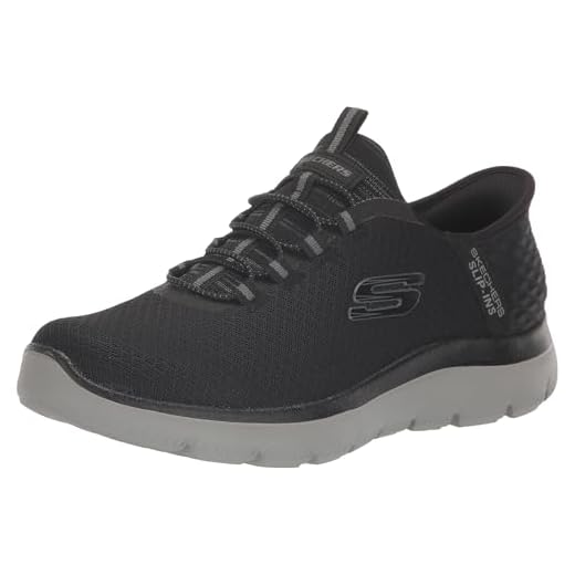 Skechers Men's Summits High Range Hands Free Slip-in Sneaker, Black/Charcoal, 11