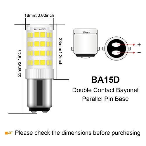Gaormii Ba15D Led Bulb 5W, Double Contact Bayonet Base, T3/T4/C7/S6 120V 40W Halogen Replacement Bulb For Sewing Machine Light, Pendant Lights, Vacuum Cleaner, Desk Lamp, Daylight White 6000K, 5 Pack #TOP1