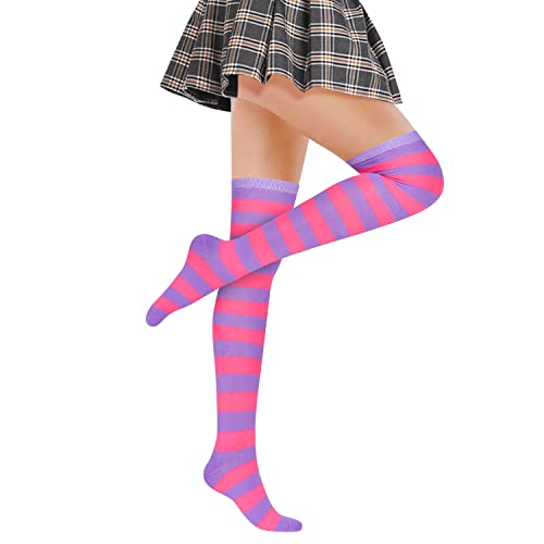 Benefeet Sox Women Striped Thigh High Socks Cute Stripe Over Knee High Socks for Teen Girls Novelty Long Tube Cotton Sock2