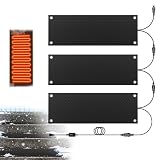 KWDOBUUS 3 Pack Heated Snow Melting Mats,10x30inch Anti-Slip Outdoor Rubber Heated Mats,Electric Snow and Ice Melting Mat for Winter Backyards,Roof,Floor,Snow Removal Heating Mat (with Power Cord)
