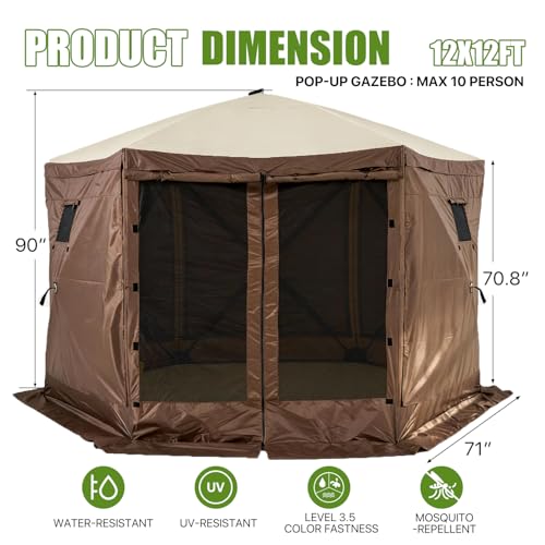Carpa portátil pop up para camping y sombra hexagonal miniatura 4