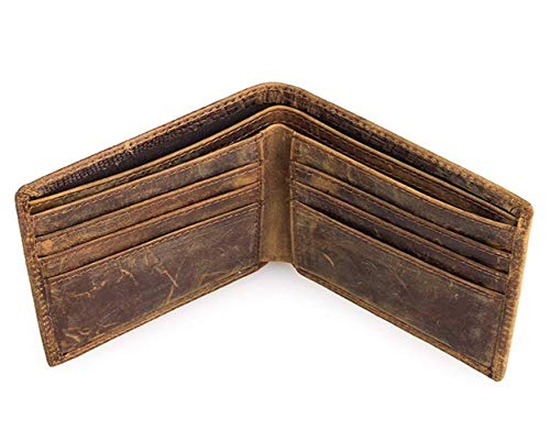 HRS Crocodiile Wallets for Men- Ultra Slim Genuine Leather Mens Bifold Wallet Vintage Personal with Alligator Embossed4