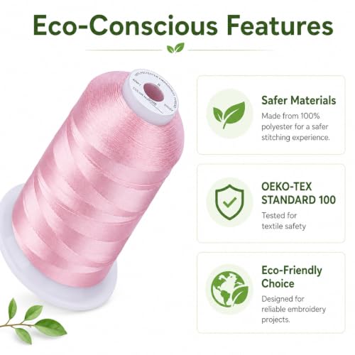 Image of Simthread 5500Yds /5000M 40WT Polyester Embroidery Thread Peachy Pink S088 | High-yardage 5000M spool offers smooth feeding and stable 40WT polyester thread for home and commercial embroidery machines.