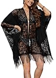 CheChury Kimono Mujer Encaje Sexy Vestido Playa Cardigan Verano Caftan Kaftan Pareos Blusas Elegantes Traje de Baño Bikini Cover up Camisolas y Pareos para Vacaciones Piscina Playa y Fiesta