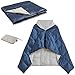 Down feather Wearable Blanket Wrap with Pockets, Plush Sherpa Fleece, Button Closure, Gray, Blue, 31Inches×55Inches