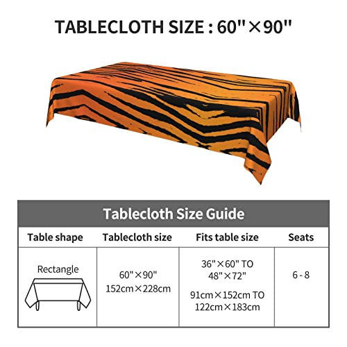 Zeraoke Tiger Stripe Tablecloth For Rectangle Tables 60X90 Inch, Washable Wrinkle Free Coffee Table Covers, Soft Reusable Farmhouse Kitchen Table Cloth For Dining Room Party Home Decor #TOP5