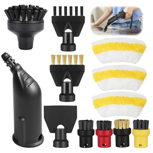 12 Stück Kompatibel für Kärcher Dampfreiniger Zubehör, Ersatzteile für Dampfreiniger Kärcher SC1 SC2 SC3 SC4 SC5(Verlängerte Düse, Rundbürste, Fugenbürste, Mikrofaser-Tücher, Schaber)