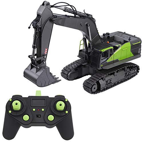 Dilwe Excavadora RC, 1/14 22 Canales 2,4G Juguete de Construcción de Excavación con Control Remoto con Empuñaduras de Aleación de Metal y Cabina Giratoria de 350°