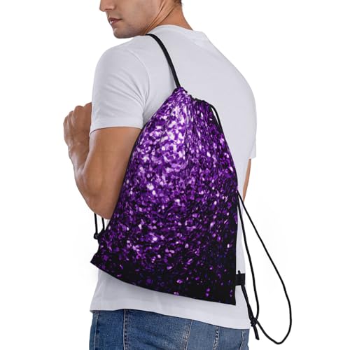 Beautiful Purple Glitter Print Drawstring Bags, Backpack Bag For Shopping, Sport, Yoga, Travel,Gym, Swimming, Beach3