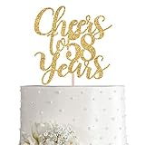 Gold Glitter Cheers to 58 years cake topper, Gold Happy 58th Birthday Cake Topper, Birthday Party...