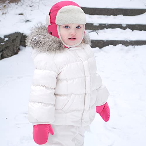 Image of Sarfel 2 Pairs Toddler Gloves Waterproof Toddler Winter Mittens for Kids Snow Gloves Warm Baby Winter Mittens for Boys Girls, Pink & Hot Pink, 2-5T