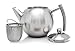 Venoly Stainless Steel Tea Pot With Removable Infuser For Loose Leaf and Tea Bags, Hot Water Fast to Boil, Dishwasher Safe and Heat Resistant (Silver, 1 Quarts/Liters)