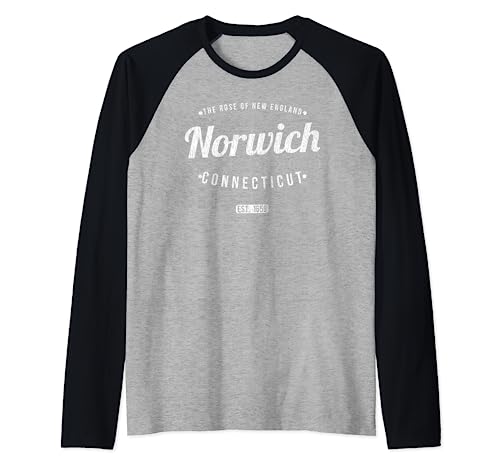 Norwich Connecticut Retro Vintage Souvenir CT Norwich Raglan Baseball Tee