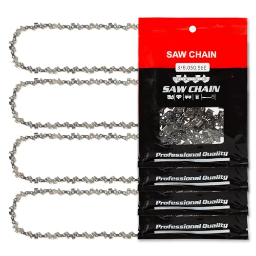 RAINHOL 16 Inch Chainsaw Chain 56 Drive Links 3/8 LP Pitch .050 Gauge Fits Craftsman Echo Poulan Greenworks and More (4 Pack)