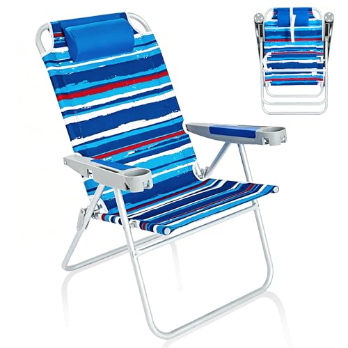 Image of SUNNYFEEL Tall Beach Chair for Adults, High Back High Seat Folding Chairs