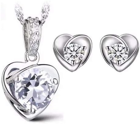Praetorian  | Joyería para Mujer: Conjunto de Collar y Aretes de Plata .925 con Dije de Corazón y Zirconia, Regalo Incluido, Elegancia Moderna, Blanco
