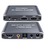 POMBOU 4K HD Digital Media Player for USB/Micro SD, HDMI AV Optical Output