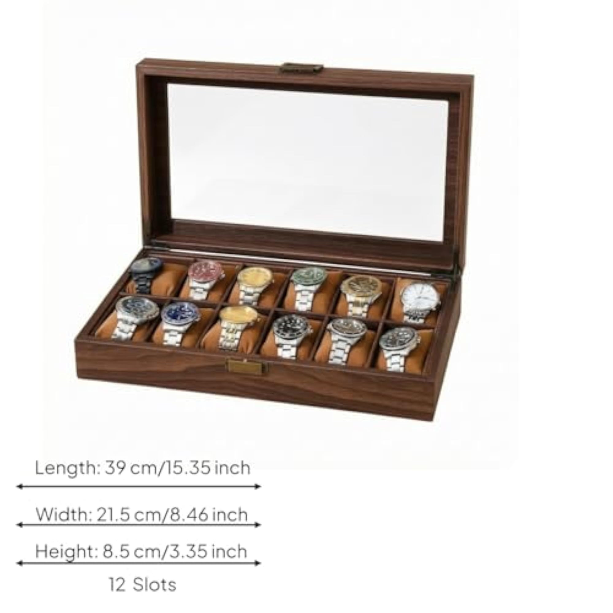 Wood-Grain Wooden Watch Box with Metal Latch, Display Case
