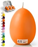 Kerzenfeld® Eierkerzen Orange 6 Stück, 60 x 45mm Premium Frühlingsdeko und Ostergeschenk, Handgetaucht und mit 7+ Stunden Brenndauer, Made in Germany - Unparfümiert und RAL-Zertifiziert