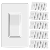 CML Single Pole Decorator Light Switch, 30 Pack Rocker Paddle Wall Switch, 15A 120/277V, On/Off Interrupter, Screwless Wallplate Included, UL Listed, White