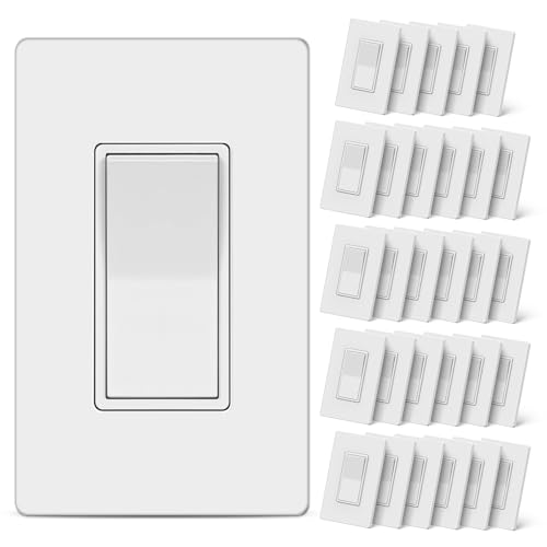 Interrupteur mural unipolaire blanc lot de 30 CML avec plaque sans vis
